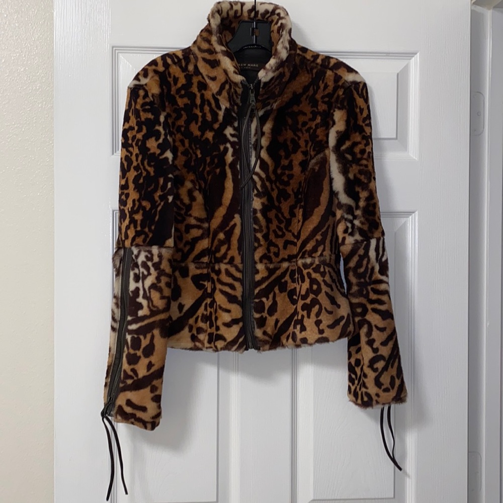 Andrew Marc Animal Print Fur Jacket
